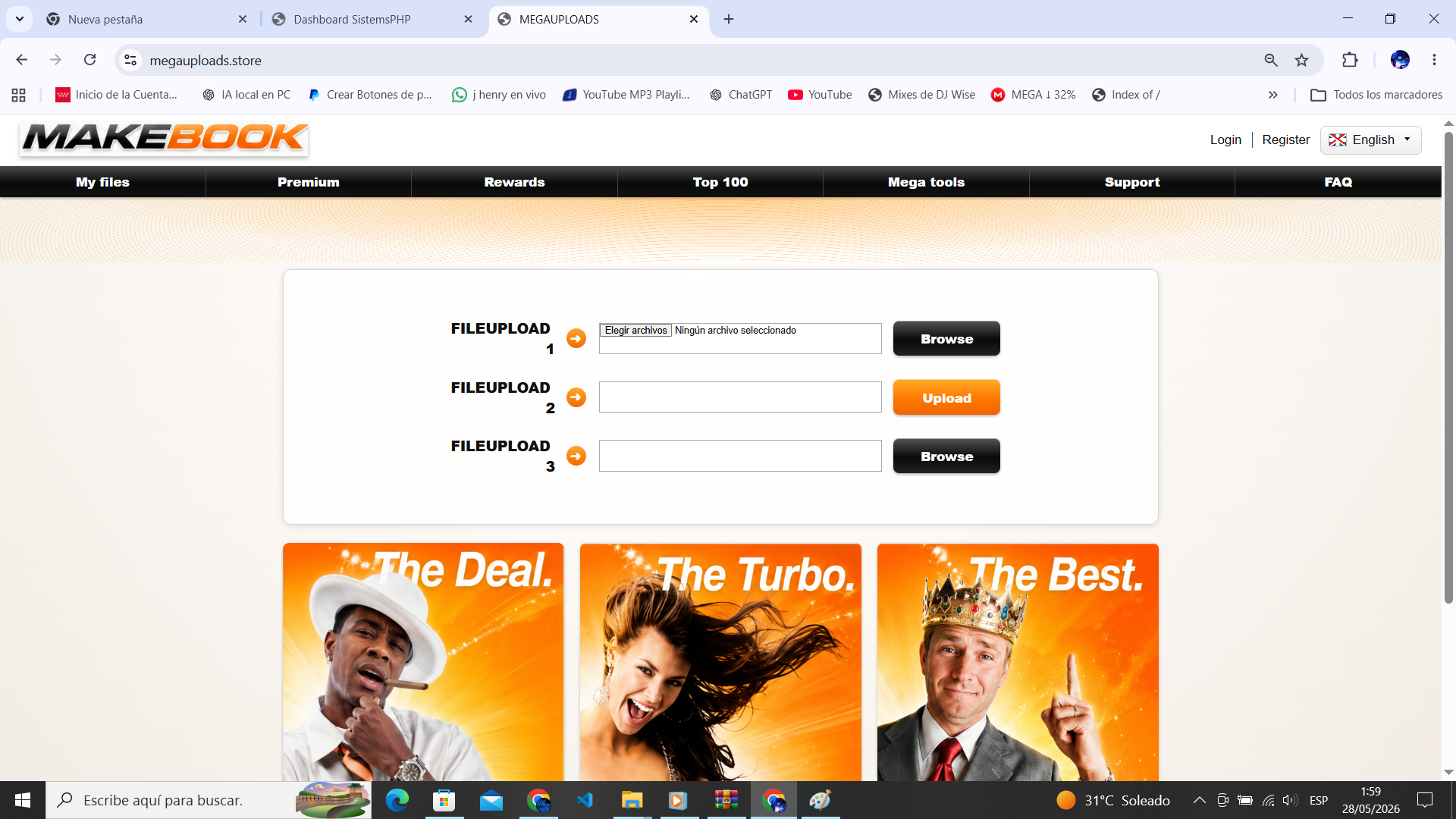 Megaupload Classico php aja database.json admin admin